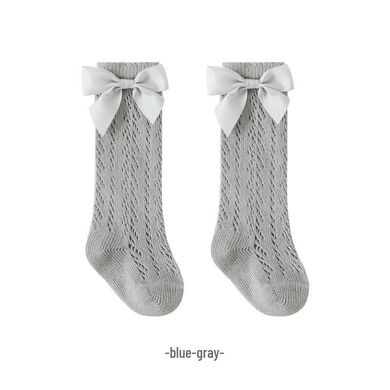 Baby Girl Bow Princess Mesh Over-the-Knee Socks - Breathable Spring/Summer Style