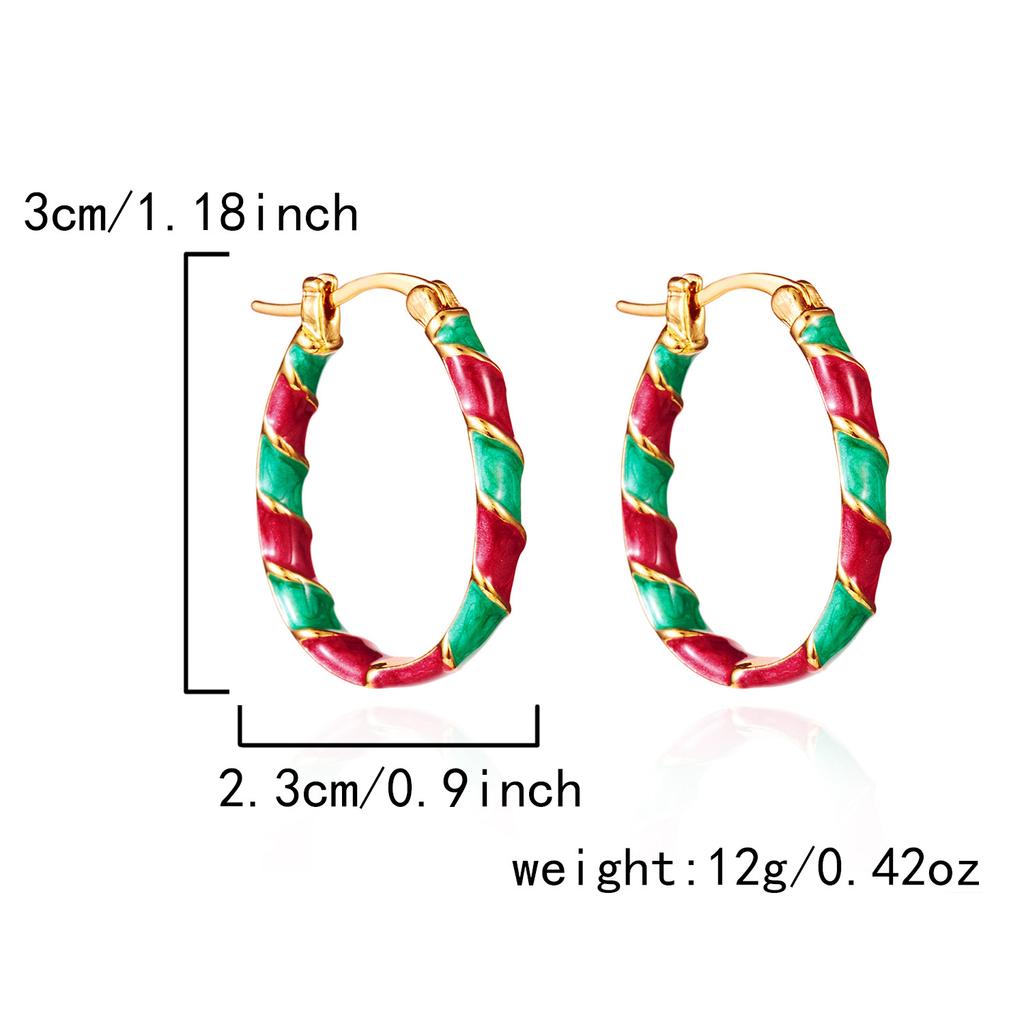Merry Christmas Colorful Earrings Ear Hoop for Women Minimalist Red Green Twist Round Circle Earring for Women Girl New Year Xmas Jewelry Gifts