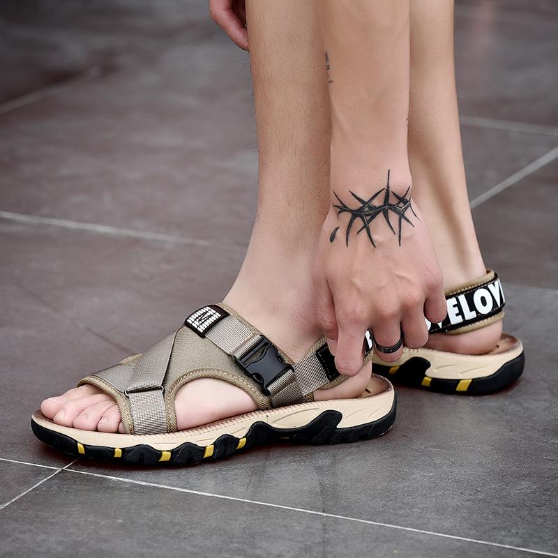 Fashion Male Flats Summer Men Sandals All-match Mens Casual Shoes Outdoor Men Leather Sandals for Men Beach Shoes Roman Shoes Size 38-47