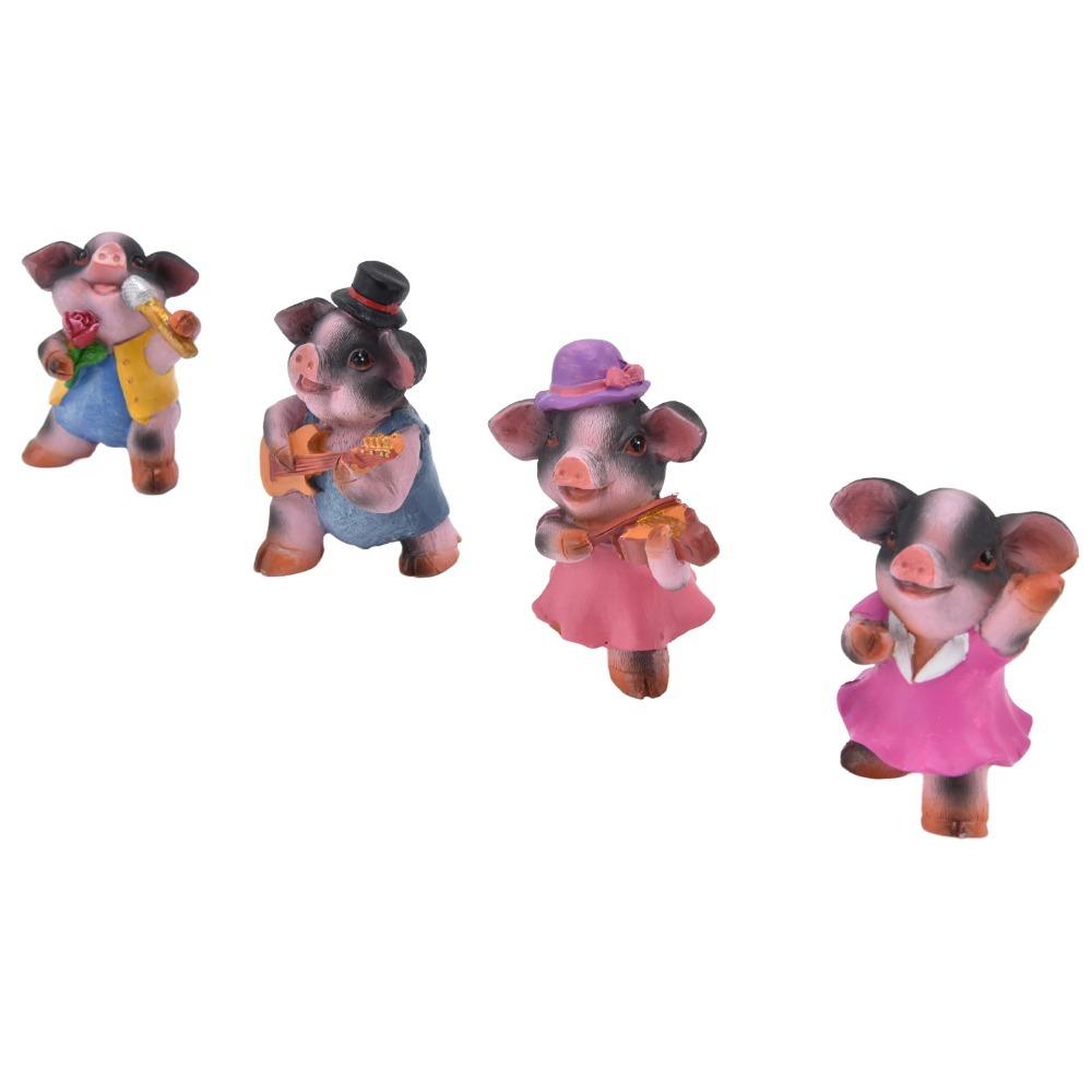 4Pcs music pigs Pig Ornaments Cute Pig Pig Decor Exquisite Pig Statue Home