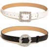 Elegant Women's White Gold Plated Rhinestone Buckle Fashion Dress Belt For Stylish Outfits