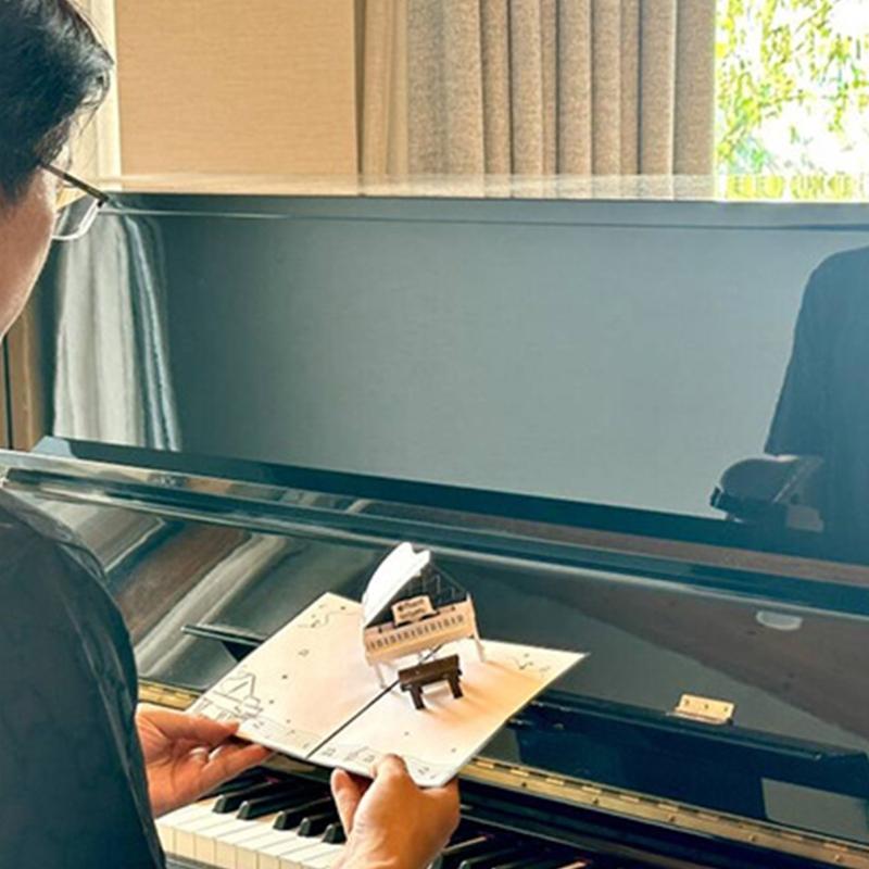 Biglietto di Auguri Pop-up 3D Creativo con Pianoforte Delicato Biglietto di Auguri Pop-up 3D con Pianoforte Fatto a Mano per Decorazione Casa Ufficio