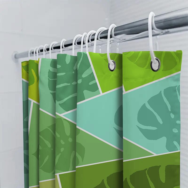Green Leaf Pattern Shower Curtain Modern Bathroom Decor Waterproof Fabric 3D Printing Customizable Size Shower Curtains For Bath