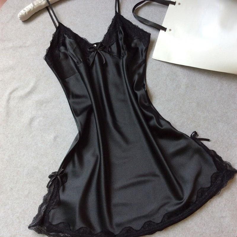 Satin Suspender Dress Pajamas Women Summer French Vintage Elegant Classic Basic Casual Mini Dress Homewear Chic