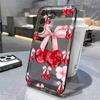 Red bow-shaped cherry pattern TPU transparent phone case suitable for Samsung S26 S25 S24 S23 S22 S21 S20 and other models.