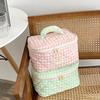 2025 Plaid Pattern Toiletries Case Flip Makeup Bag with Zipper Quilted Cotton Cosmetics Storage Box for Woman and Girls