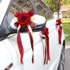Wedding Car Flower and Ribbon Decoration Set for Door Handles and Celebration Convoy