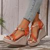 Summer Platform Wedge Women's Color Block Open Toe Sandals - Plus Size Available