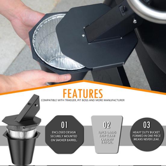 Oil Drop Barrel for Pellet Grill Large Capacity Tin Foil Bucket