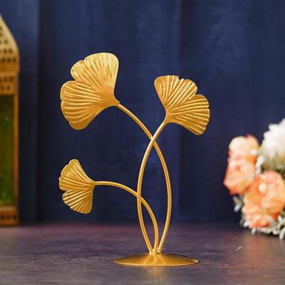 Supporto da Tavolo Decorativo a Forma di Foglia a 3 Foglie Placcato Oro in Ferro di Alta Qualità per Decorazione della Casa e del Soggiorno - (7,8 pollici, Oro)- Oggetti decorativi