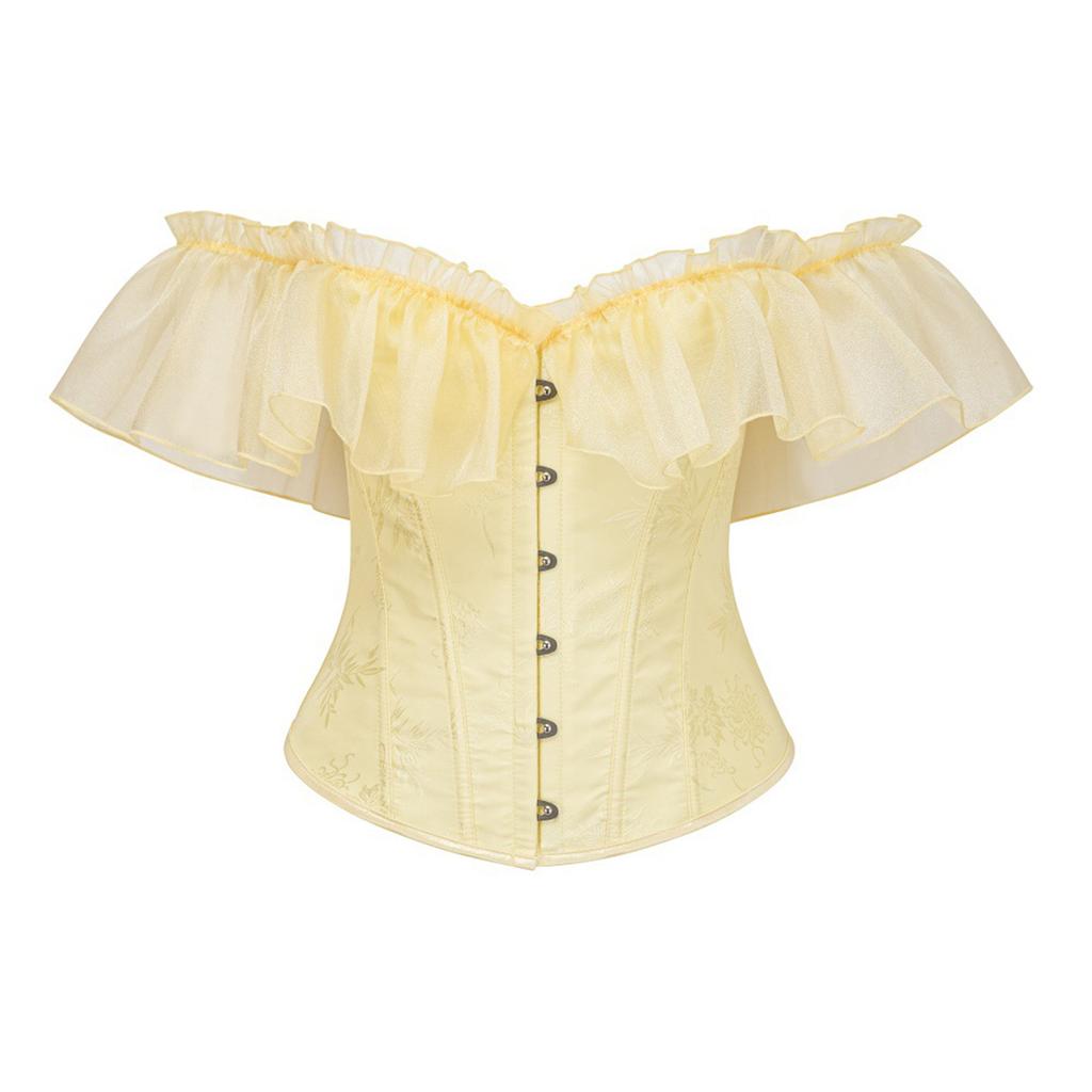 Top Corsé Fruncido de Hombros Descubiertos para Mujer Corsé Vintage con Ballenas Bustier Estilo Victoriano Sin Tirantes Prenda Moldeadora para Disfrazar