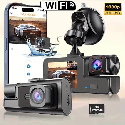 3Camera Dash Cam para câmera de carro 1080P gravador de vídeo WIFI carro DVR câmera de visão traseira frontal visão noturna caixa preta acessórios para carro