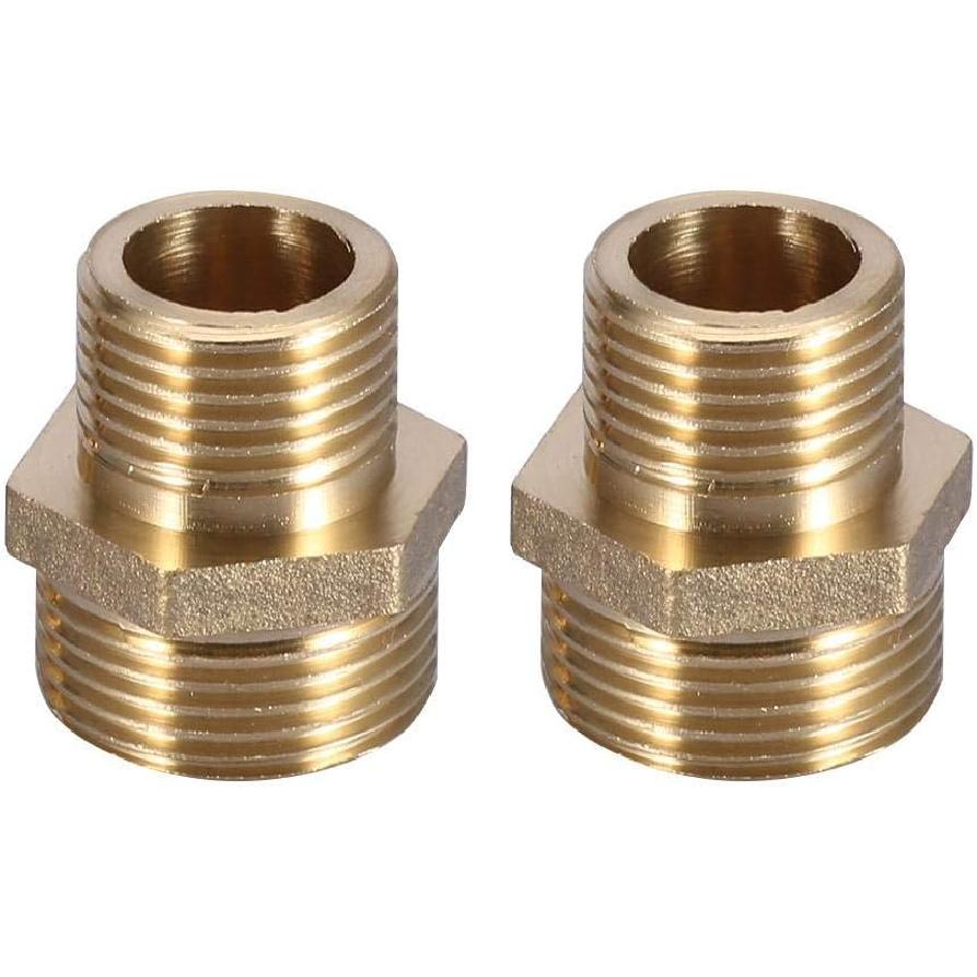 Brass Pipe Fitting,External Thread 3/4" To 1/2" Hex Nipple Reducing Male Pipe Water Tube Fitting Quick Set (Intensification)