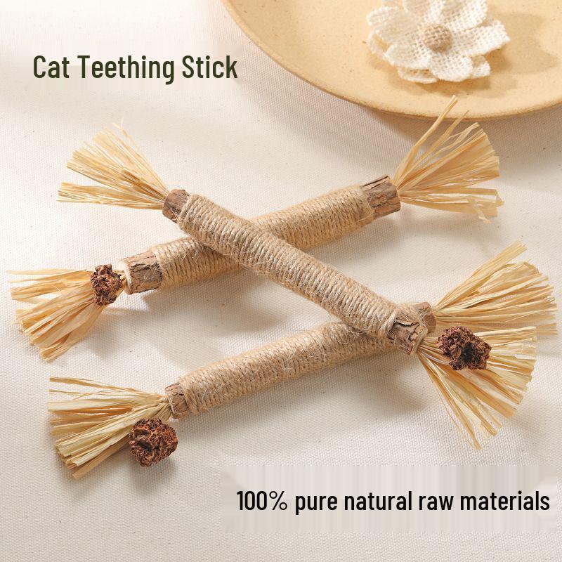Cat Teething Stick with Raffia and Matatabi - Chew Toy for Pets