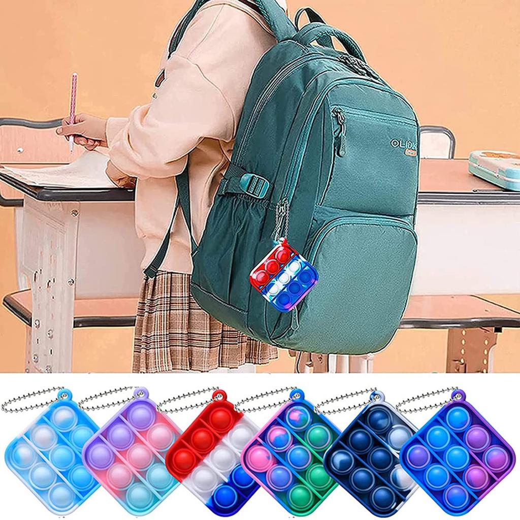 Squeeze Toy Keychain Push Pop Fidget Toy Push Pop Pop Bubble Sense Decompression Toy Stress Relief Intelligence Development Washable Educational Toy