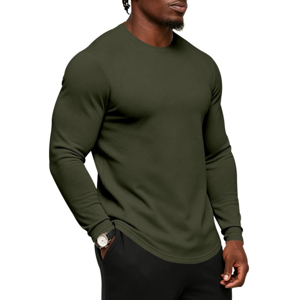 Men's Long Sleeve T-Shirt Casual Crewneck Loose Fit Breathable Versatile Base Layer Top for Commute and Everyday Wear