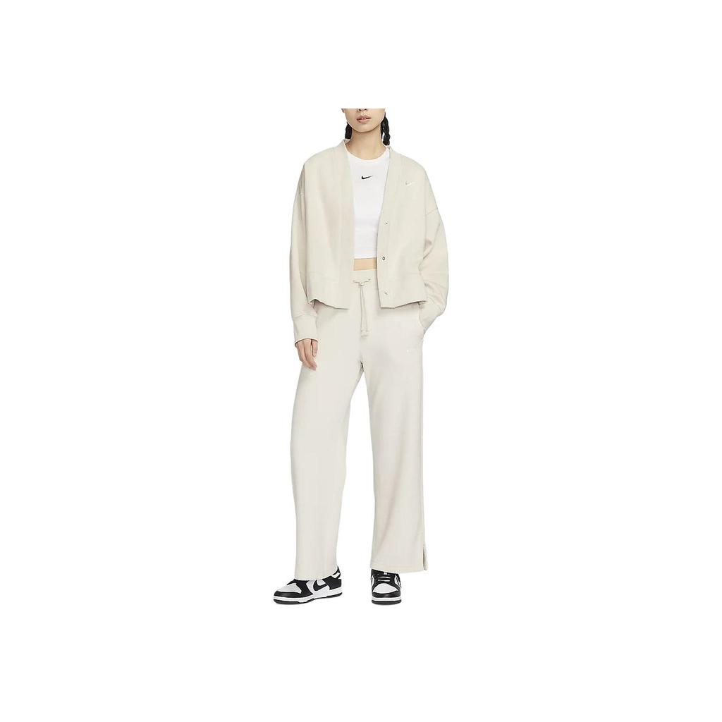 Nike Pantaloni casual largi din fleece Phoenix cu talie înaltă și șnur, pluș, pentru femei, partea inferioară a corpului, Roșu-Lemn deschis FN3623-104