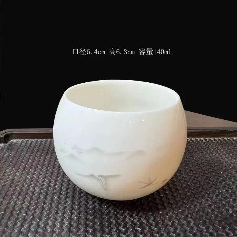 Dehua suet jade white porcelain master cup tea cup household tea cup single cup large ceramic souvenir Arhat cup