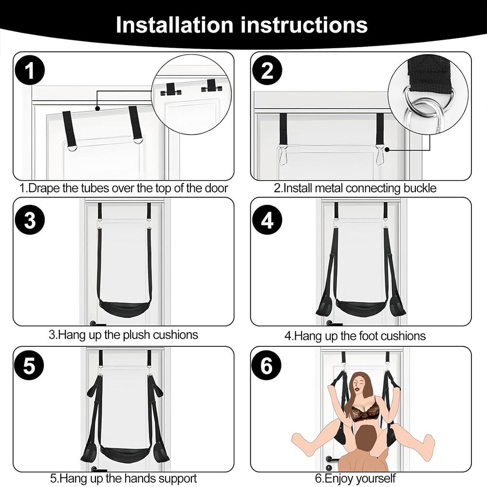 Door Sex Toys Sex Swing Bondage Slave Leather Soft Plush Slings Adjustable Straps Hanging Door Handcuff Leg Restraints Toys
