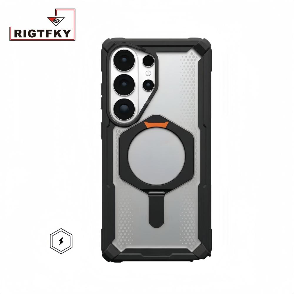 

Luxury Transparent Anti-fall Armor Phone Case For Samsung S26 Ultra S25 S24 S23 Plus Metal Kickstand Magnetic Protective Cover Galaxy S26 Ultra