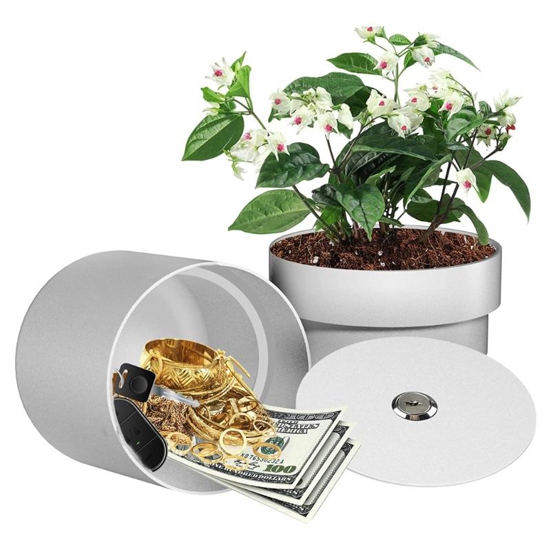 Flower Pot with Hidden Safe Secret Compartment Stash Box Key Hider Plastic Plant Pots Jewlery Organizer for Valuables