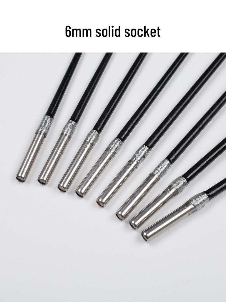 Winter Ice Fishing Rod Tip with Large Guide Ring, Soft M Action, Black Round Tip, 6mm Socket