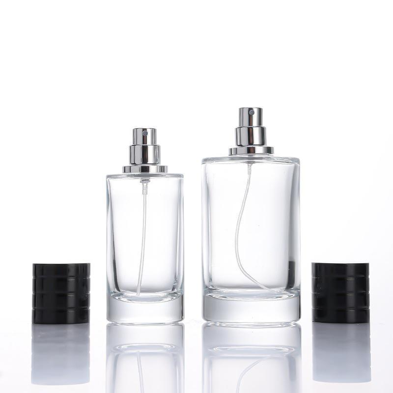 Transparent Spray Glass Bottle, 50ml/100ml, Round Bayonet Design for Perfume or Toner Refill