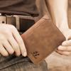 Men Retro Frosted Faux Leather Trifold Card Holder Clutch Purse Wallet Pockets