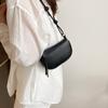 Women Mini Crescent Crossbody Bag Soft PU Leather Shoulder Bag Adjustable Strap Small Underarm Purse Casual Fashion Zipper Handbag