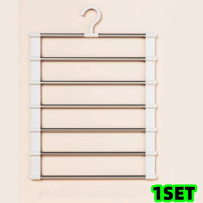 1/2 Set Foldable Pants Storage Rack 7-Layer Multifunctional Pants Rack Ladder-Style Hanging Pants Foldable Rack Stainless Steel Pants