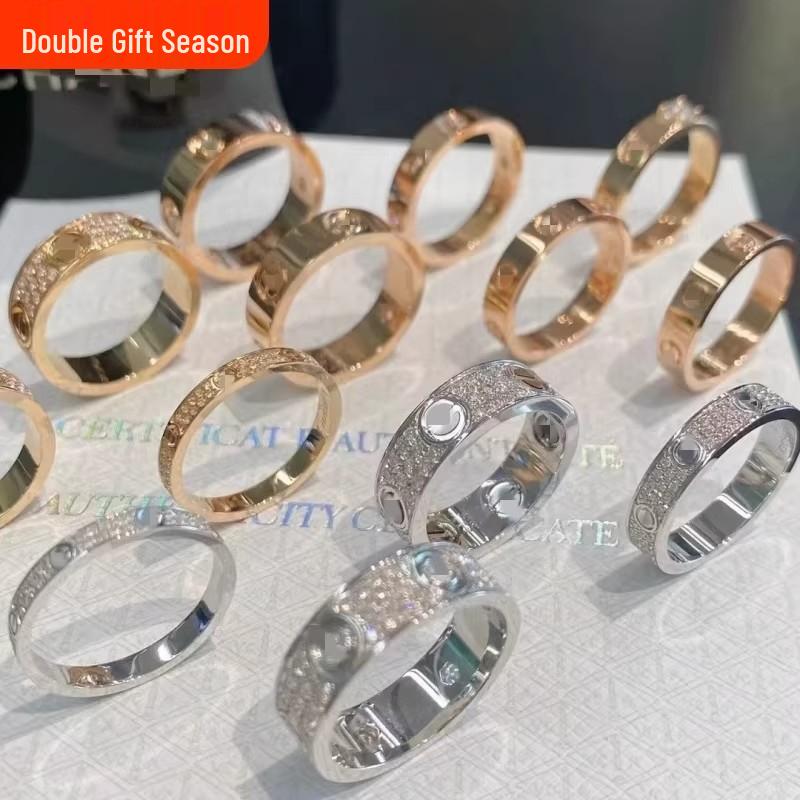 18K Rose Gold Plated Couple Rings: Starry Design, Wide & Narrow Bands, Plain & Nail Style for Men & Women