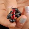 Black Gothic Irregular Thorns Ruby Rings Retro Hip-hop Personality Adjustable Finger Ring for Men Women Jewelry Gifts