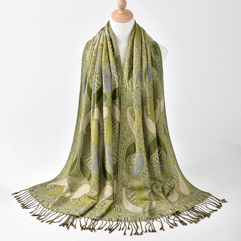 

Хит продаж новая жаккардовая шаль с длинной бахромой пейсли этнический популярный шарф женский платок 175*70CM