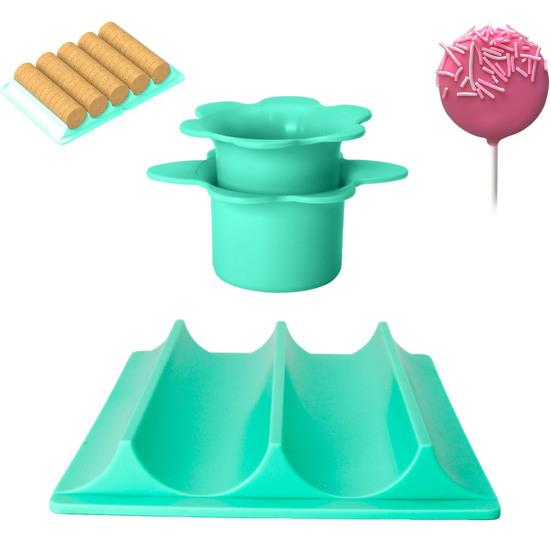 Vykrajovátko na cake pops s podnosem Kulatá forma na cake pops 1,75" Velkokapacitní dvoukomorový podnos Snadno čistitelná sada formiček na sušenky pro kuchyňskou pekárnu