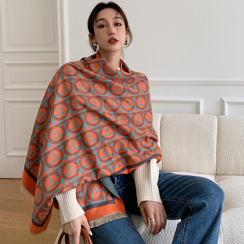 65 * 190cm Autumn And Winter New Women'S Solid Color Versatile Simple Tassel Imitation Cashmere Double-Sided Scarf Warm Scarf Atmosphere Shawl