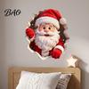 Holiday Wall Stickers for Cabinets 3D Christmas Santa Claus Stickers, Self Adhesive PVC Decals with Realistic Breaking Festive Murals Bedroom Effect,
