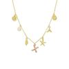 Ocean Theme Gold Charm Necklace with Initial Shells Letter Pendant Suitable for Surfer Girls and Beach Enthusiasts