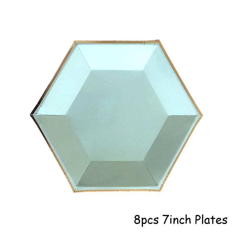 Mint Green Gold Disposable Tableware Party Napkins Paper Plates Straw Cup Kids Birthday Party Supplies Favor Wedding Decoration
