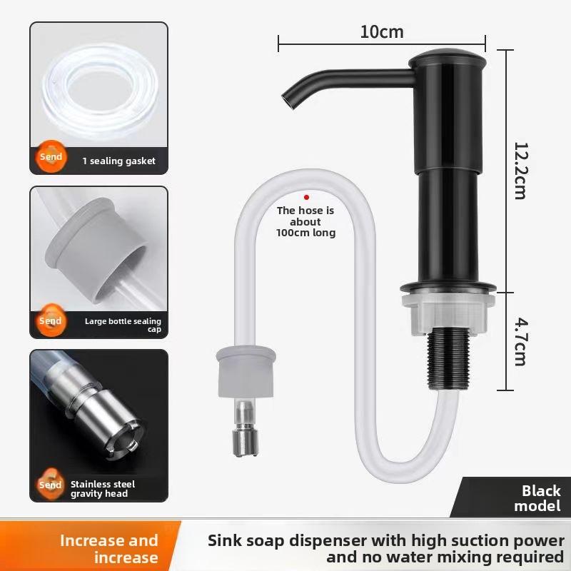 

Дозатор для жидкости для мытья посуды, Дозатор для мыла, Кухонная раковина, Раковина, Нажимной дозатор для бутылки с жидкостью для мытья посуды, Волшебный инструмент с удлинительной трубкой чёрный
