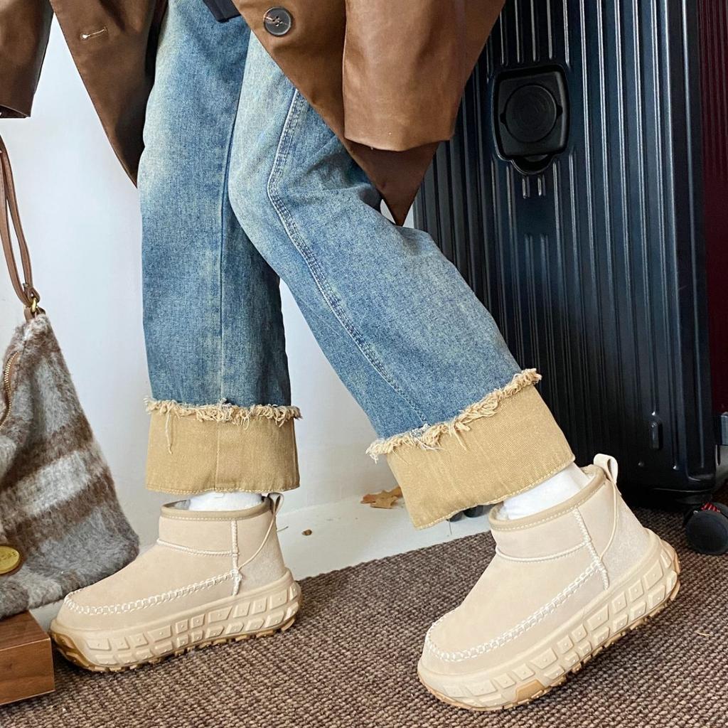 Snow boots Paris tire sole 2024 autumn and winter new snow boots Northeast velvet low-top warm thick-soled cotton boots