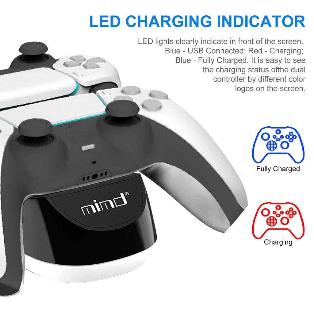 Controller Charging Charger Dock Station Wireless Controller, Dual Controller Charging Station Fit for Sony PS5 Controller with Type-C Charging Cable
