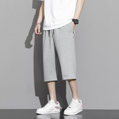 Summer Zip Pockets Sweat Shorts Men Sportswear 3/4 Pants Breathable Cotton Straight Breeches Short Pants Big Size 8XL