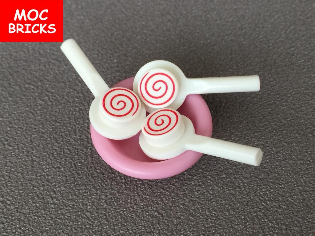 10pcs/lot MOC Bricks Food Cookies 3X3 6256 Bone Sugar Sstrawberry Sushi Crab DIY Educational Building Blocks Children's Toy