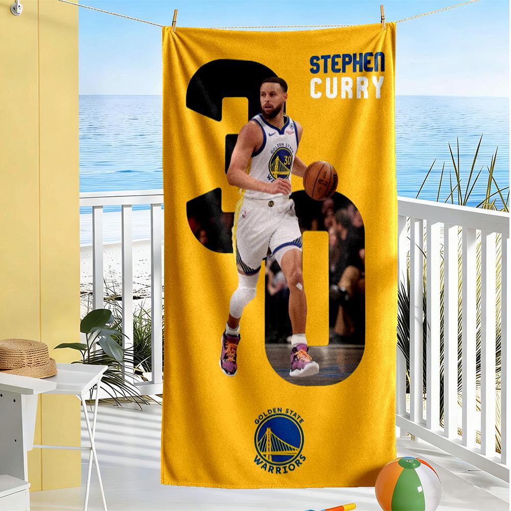 Telo da Spiaggia Golden State Warriors Curry Asciugatura Rapida Morbido Microfibra Confortevole Leggero Adatto per Nuoto, Palestra, Campeggio, Yoga Vacanza
