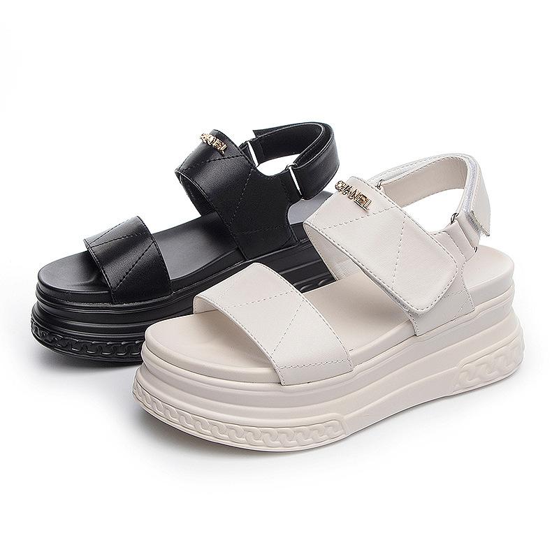 Women's Sandals 2025 New Hollow Sports Casual Soft-soled Fashion Sandals Women's Platform Velcro Roman Shoes Xia Liang