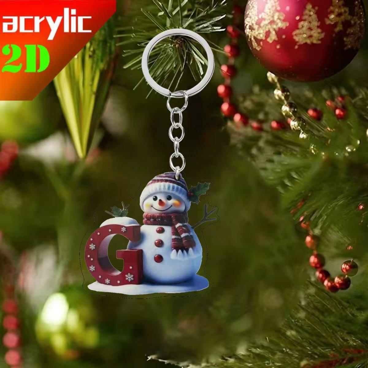 Акриловые 2D ornaments-буквы в виде снеговика - Набор из 26 брелоков для рюкзака