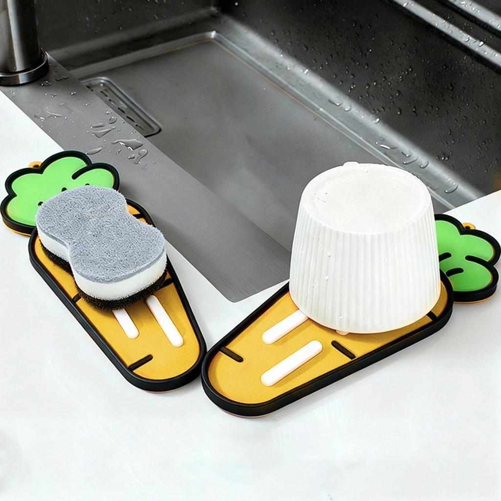 Pot Lid Holder Carrot Shape Heat-Resistant Rest Dish Drying Mat For Kitchen Counter Storage Spatula Pot Lid Cutting Board Soap