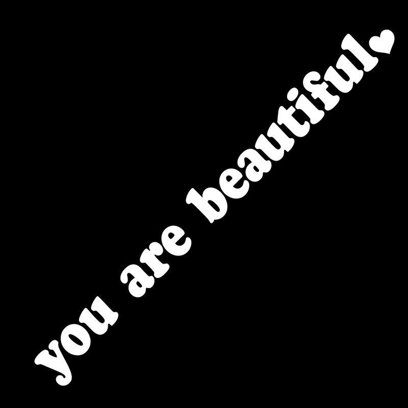 "You Are Beautiful" Rearview Mirror Sticker Beautiful Car Interior Decoration Mirror Lettering Vinyl Decal Self-Affirmation Car