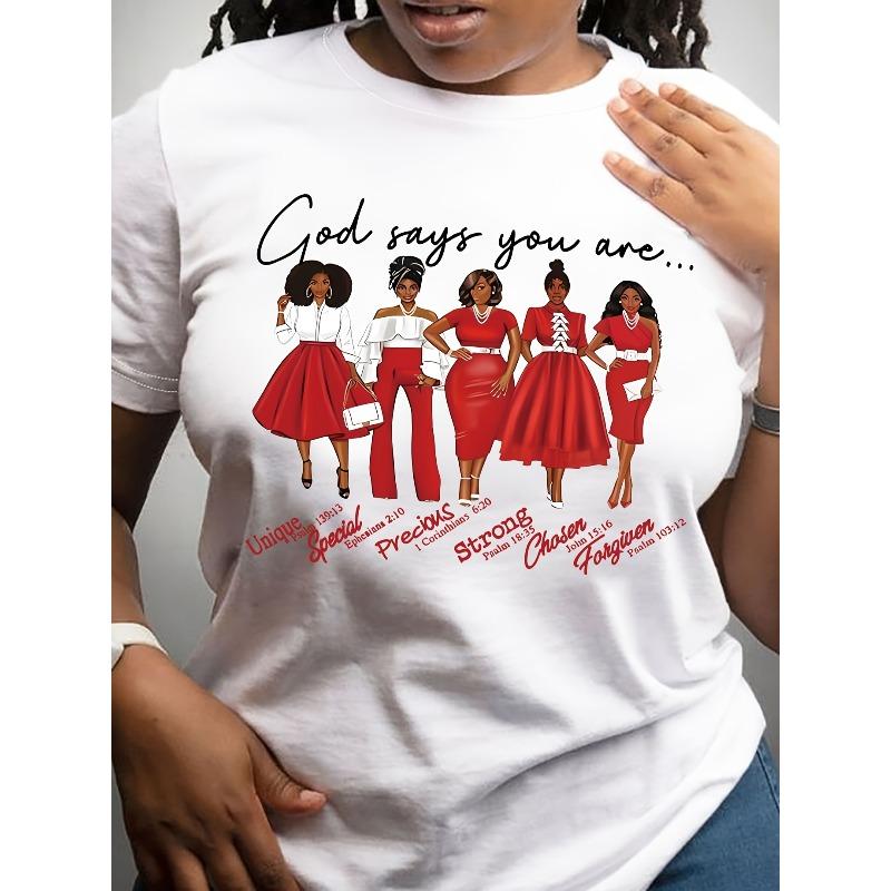 

European Size 1pc Women S Inspirational Polyester T-Shirt, Crew Neck Short Sleeve with Portrait Print 4XL