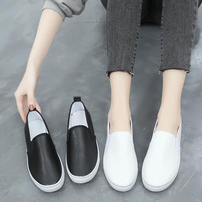 Pantofi Albi Pantofi de Damă Plati Anti-Alunecare Pantofi de Lucru Suprafață din Piele Albă Casual de Damă Slip-on Confortabili Pantofi pentru Asistente Medicale Femei